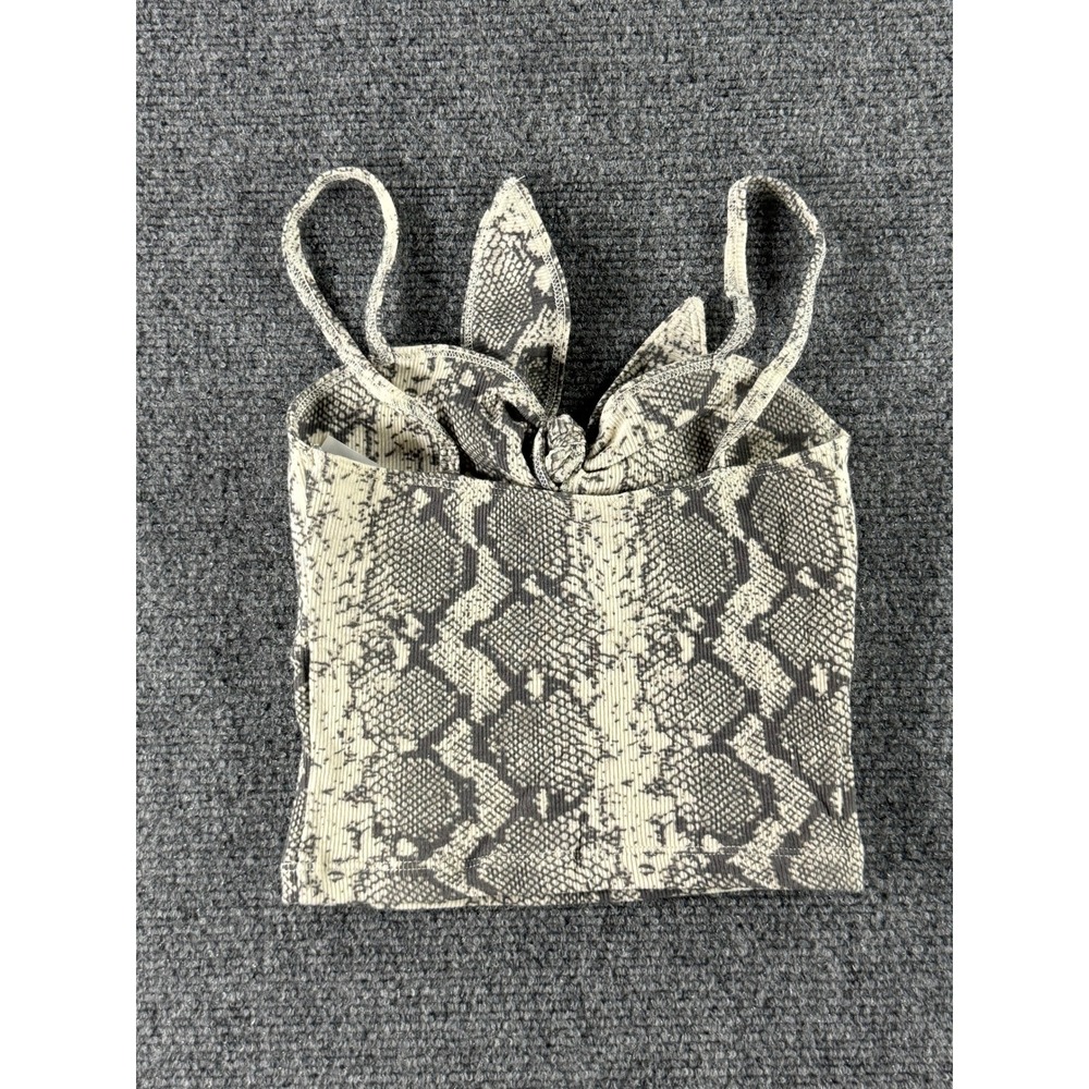 Hollister Girls Grey Snakeskin Print Tie Front Camisole Top XS 339L2441